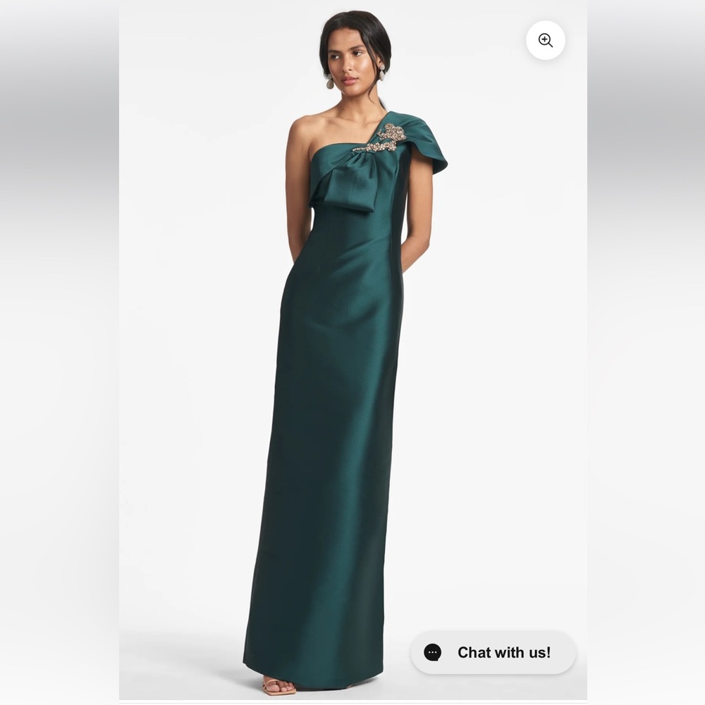 Sachin + Babi Emerald One-Shoulder Dress with Bow
